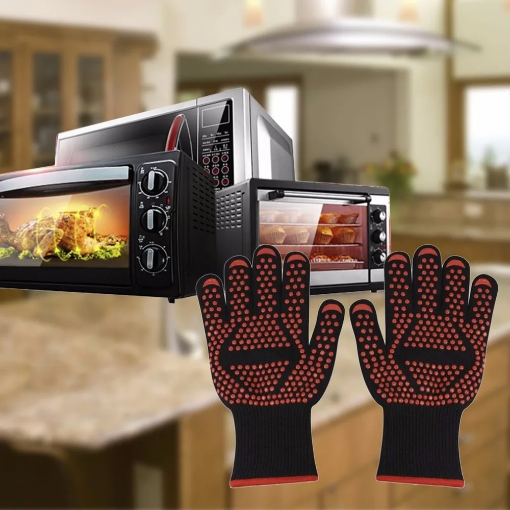 

1 Pair Microwave Oven Gloves High Temperature Resistance Non-slip Oven Safety Heat Insulation Kitchen Cooking Grilling Gloves