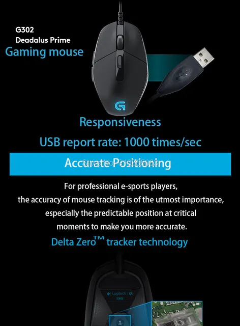 100% Original Logitech G302 Dedicated Wired Game Mouse Optical Gaming Mouse  Support Desktop/Laptop/windows 10/8/7 - AliExpress