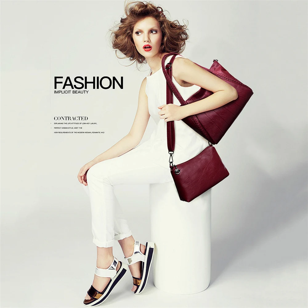 2 комплекта женские повседневные сумки тоуты женская сумка кожаные на плечо