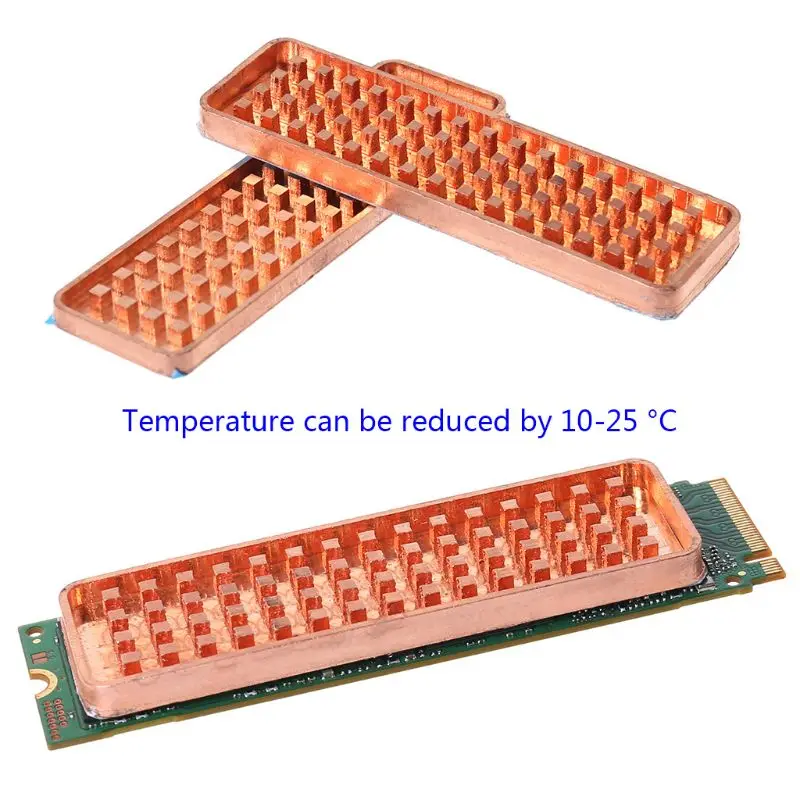 Прочный медный NVME NGFF M.2 теплоотвод 2280 SSD металлический лист теплопроводность силиконовый вафельный Вентилятор охлаждения M2 радиатор