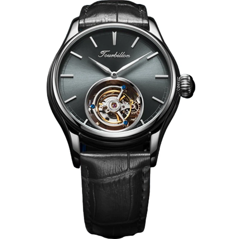 Модные из натуральной кожи Tourbillon механические часы мужские 2020 оригинальный