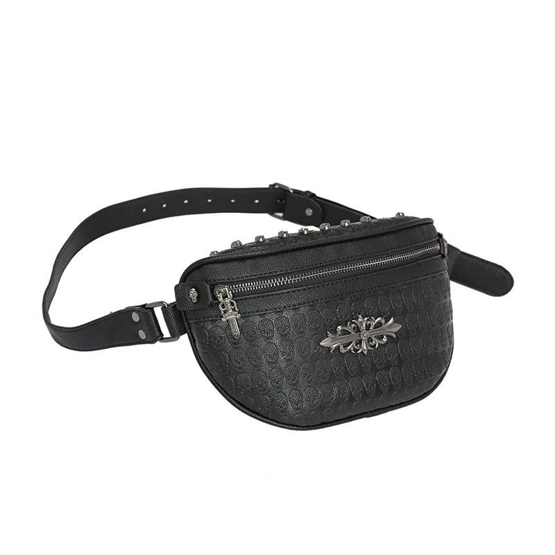 

Fashion rivet men's and women's small chest bag shoulder bag Korean ghost skull pattern pockets