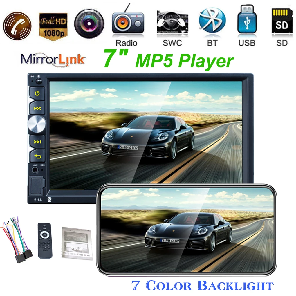 7152B " Bluetooth Сенсорный экран 2 DIN Автомобильный Радио Стерео MP5 MP3-плеер FM USB TF