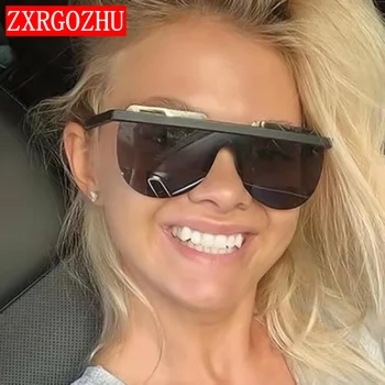 

Oversized Frameless Sunglasses Women 2020 Brand Designer Retro Vintage Shield Frame One Piece Sun Glasses Shades for woman