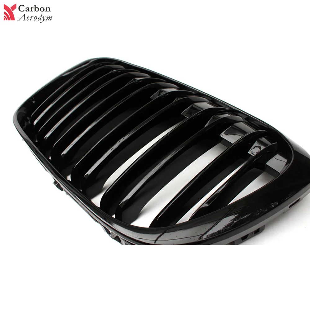 ABS двойная линия передняя решетка радиатора для BMW X1 серии F48-в почек решетки бампер глянцевый черный