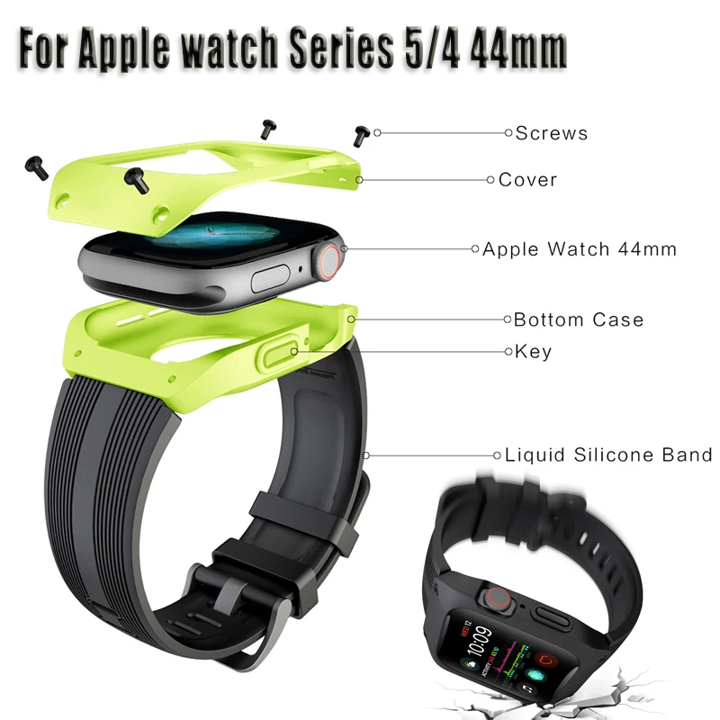 Защитная пленка на весь экран для Apple Watch Series 5 44 мм силиконовый ремешок часов TPU