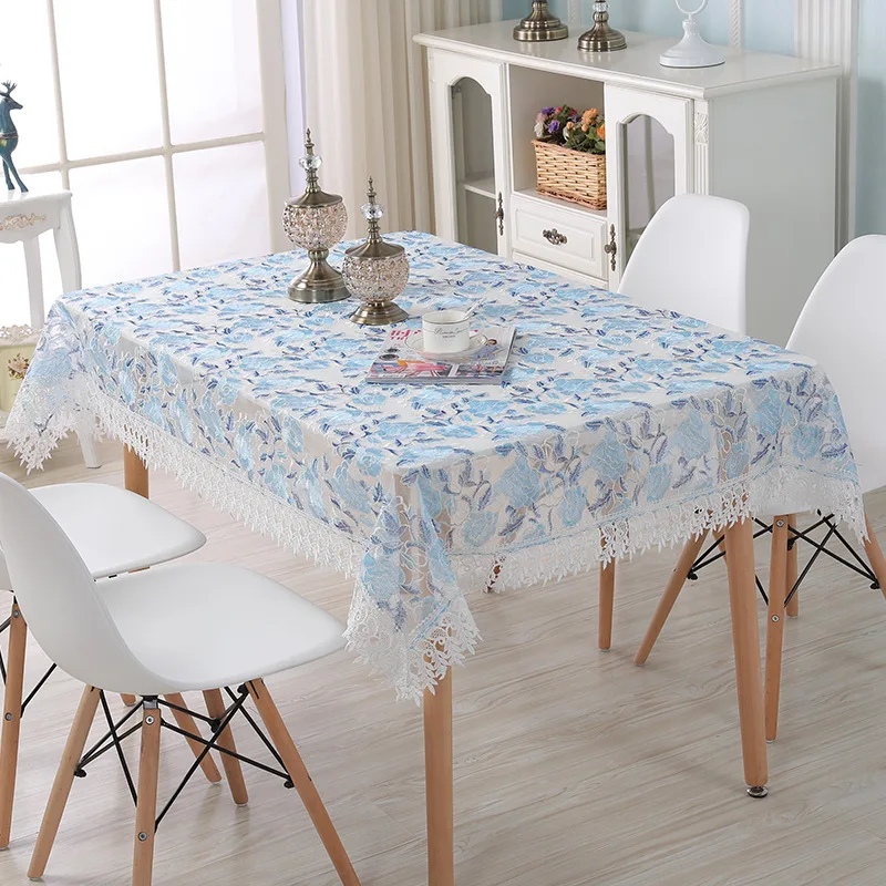 Китайский стиль синий белый выдалбливают Кружева вышитые скатерть круглый стол с квадратной крышкой ткань для микроволновой печи холодильника полотенца