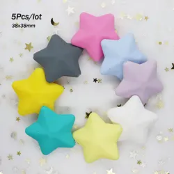 5Pcs Stars Silicone Beads Baby Teethers Gifts BPA Free Baby Teething Toys For Pacifier Chain Necklace DIY Siliconen Kralen Bead