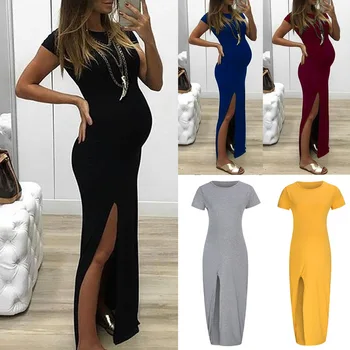 

2020 summer European American explosions maternity dress new round neck short sleeve split maternity dress sexy dress women