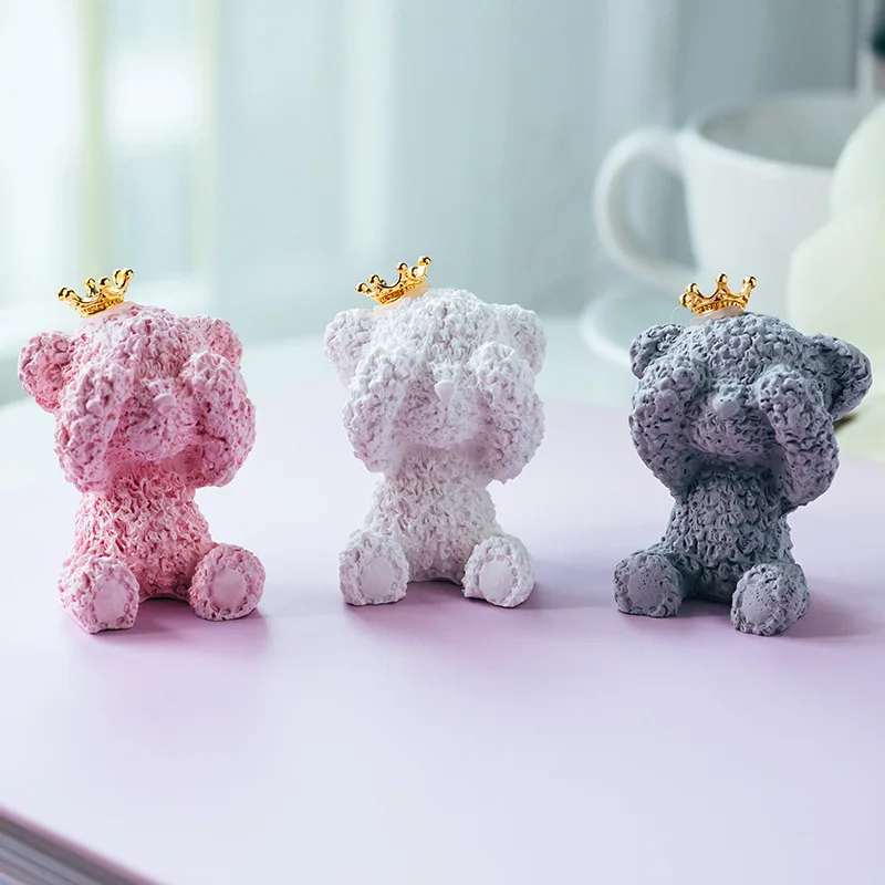 

Romantic Lovely Mini Crown Bear Happy Birthday Cake Topper Wedding Engagement Home Decoration Girl Friend Gift Party Supplies