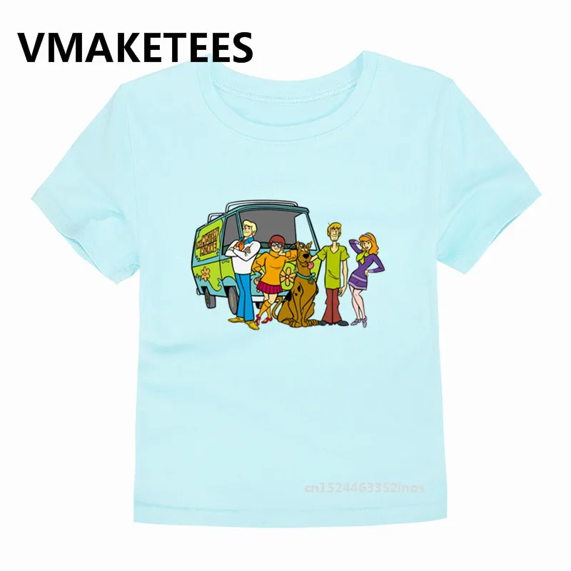 Детская модная футболка с героями мультфильмов Scooby Doo Mystery Machine детская повседневная одежда летние топы для мальчиков и девочек, футболка HKP5085D