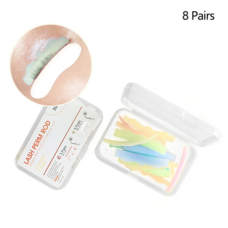 

8 Pairs Silicone Eyelash Perming Pad Silicone Eyelashes Curler Rods Lashes Lift Shield Tool 3D Eyelash Curler Accessories