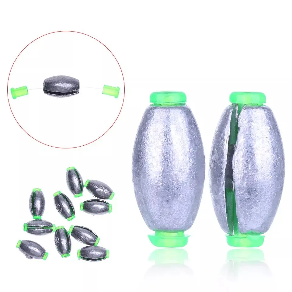 Plombs coulissants olive 2g à 30g pour la pêche de la carpe, lot de 5 ou 10 sinkers