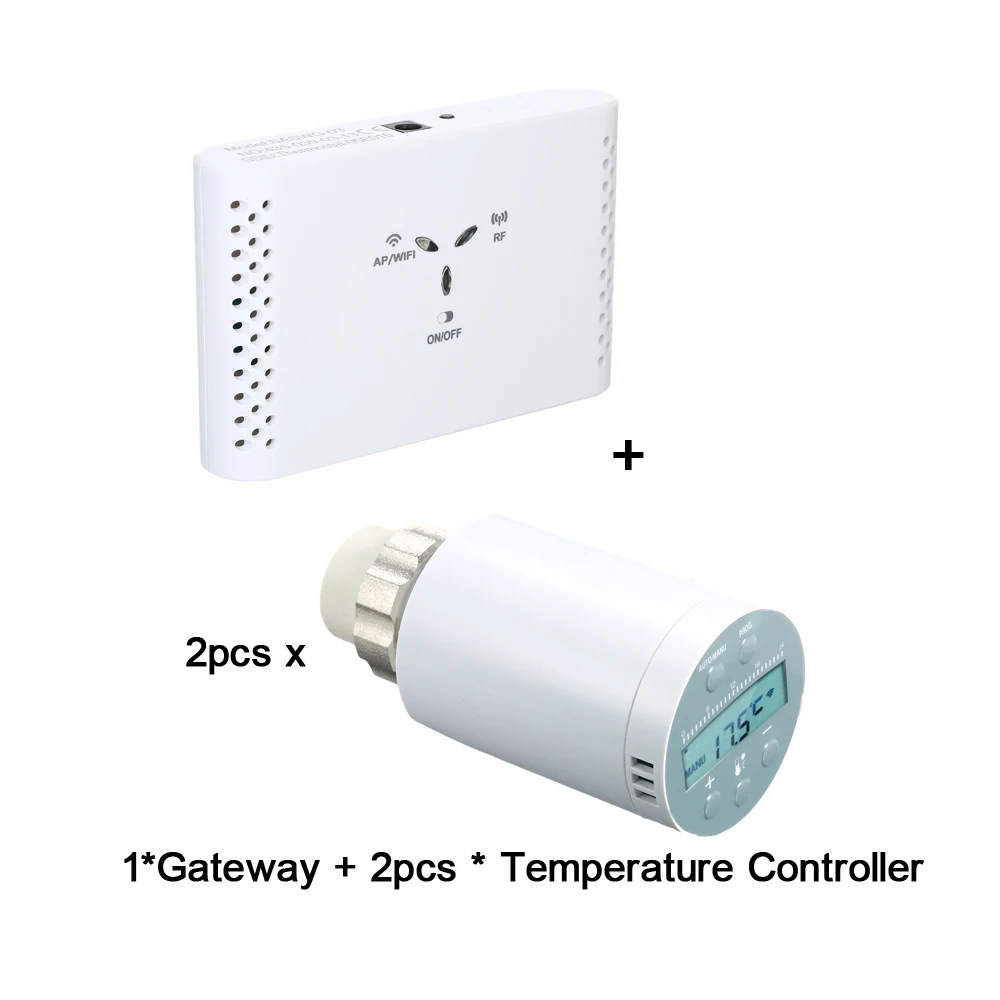 WiFi смарт термостатический клапан радиатора регулятор температуры для воды/электрический подогрев пола вода/газ работает с Alexa Google - Цвет: with 2 Controller
