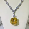 Wong Rain 100% 925 Sterling Silver Created Moissanite Citrine Gemstone Wedding Cocktail Pendent Necklace Fine Jewelry Wholesale ► Photo 3/6