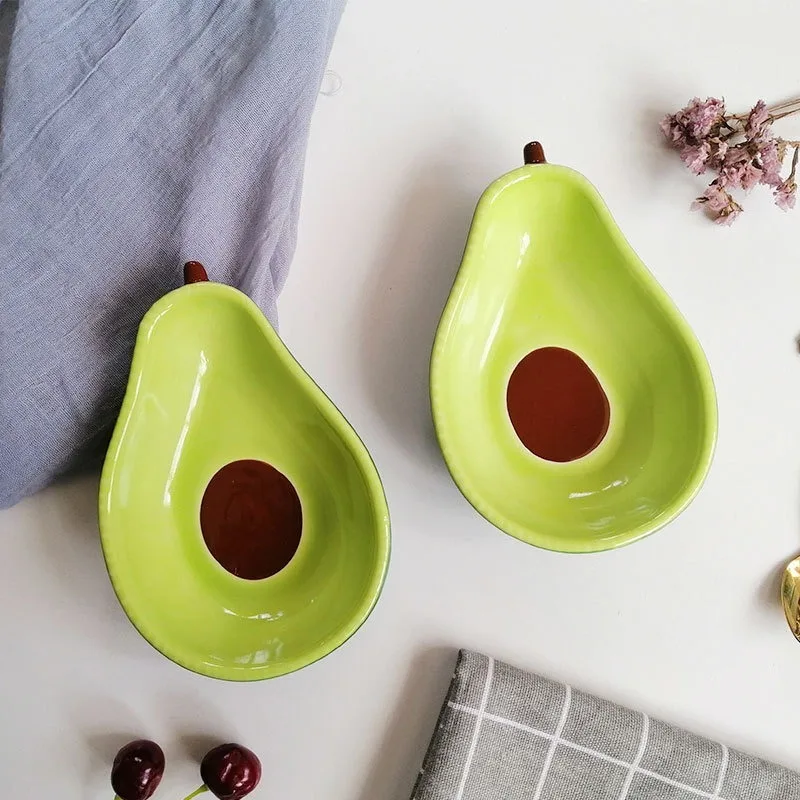 

Korean Avocado Cute Ceramic Plate Creative Tableware Dessert Dessert Snack Plate Kitchen Salad Bowl Photo Props Decoration