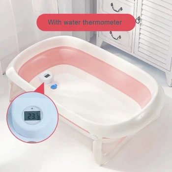 

Collapsible Bathtub Baby Bath Portable Infant Bath Tub with Thermometer tub Children Bath Barrel Newborn Bath Tub Toys Storage
