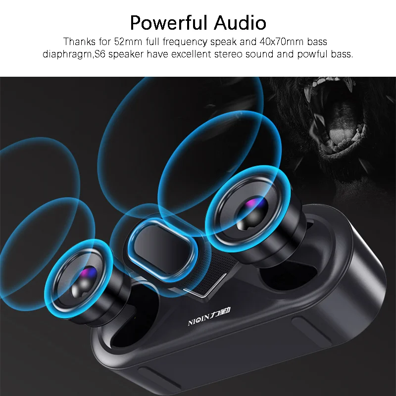 S6 BT5.0 HiFi портативный Bluetooth динамик стерео глубокий бас беспроводной s 6D громкий