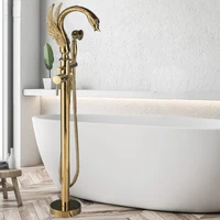 Luxury Golden Bathtub Faucet Swan 2 features hot and Cold Floor Standing Shower faucet 1