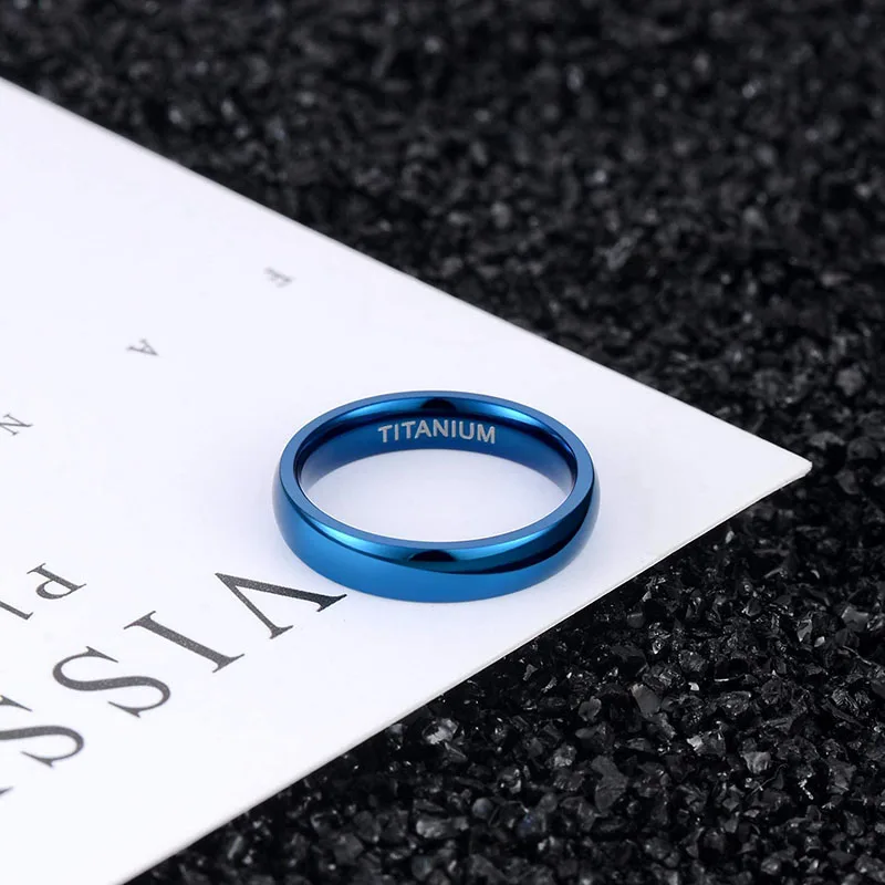 4mm Blue Men Wedding Band Titanium Rings Engagement Rings for Women Never Fade High Polished for Party wedding rings wedding ring finger ring