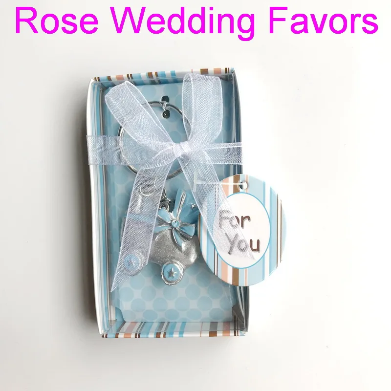 

(50pcs/Lot)FREE SHIPPING+Baby Boy Christening Gift Blue Baby Carriage Key Chain in Gift Box Perfect For Birthday Souvenir