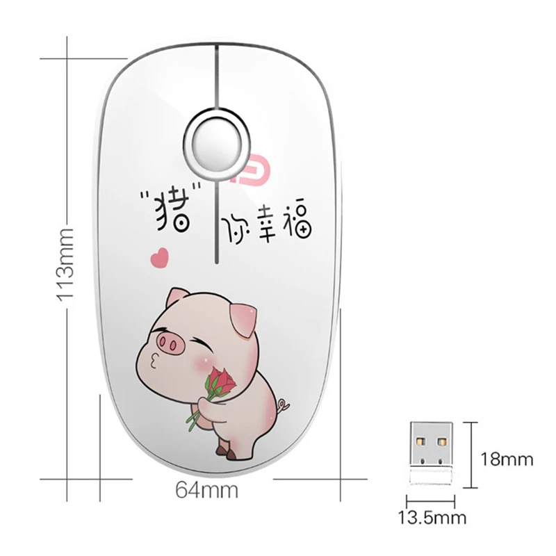 FD Wireless Mouse Ergonomic Wireless Laptop Mouse 2.4G USB Portable Cute Mini Mouse Works for PC Notebook Computer for Home Offi