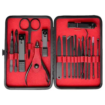 

Manicure Nail Set 18 In 1 Stainless Steel Professional Pedicure Kit Nail Scissors Grooming Portable Travel For Men And Women