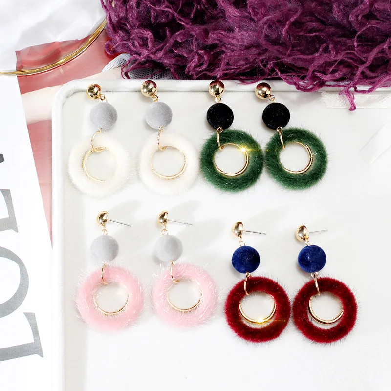 

2019 Geometric Round Korean Fall Winter Women Long Dangle Drop Earrings pendientes Fashion Jewelry Accessories Wholesale-BYD5-W3