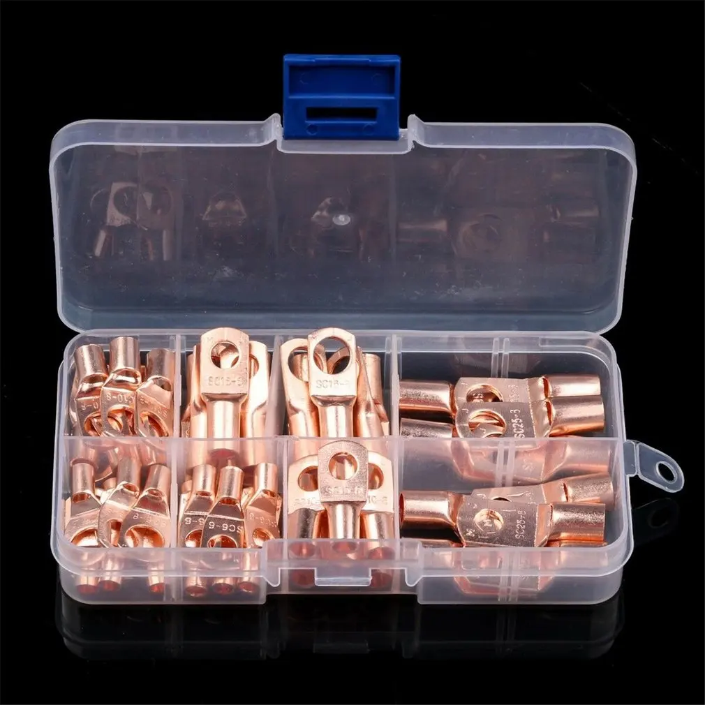 

60pcs Assorted Car Auto Copper Ring Lug Terminal Wire Bare Cable Crimp Connectors SC Bare Terminals Lug Wire Connectors