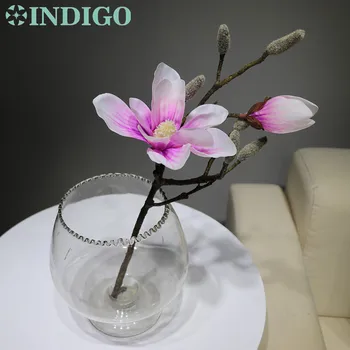 

INDIGO- Real Touch Pink Magnolia With Buds Wedding Plastic Flower Orchids Bouquet Flower Floral Event Party Free Shipping