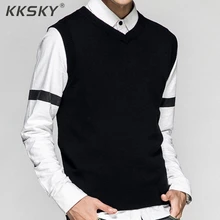 Стиль Для мужчин платье без рукавов пуловер однотонная Цвет свитер носки на осень и зиму зимнee бeз рyкaвoв Повседневное свитер, горячая Распродажа для мужчин