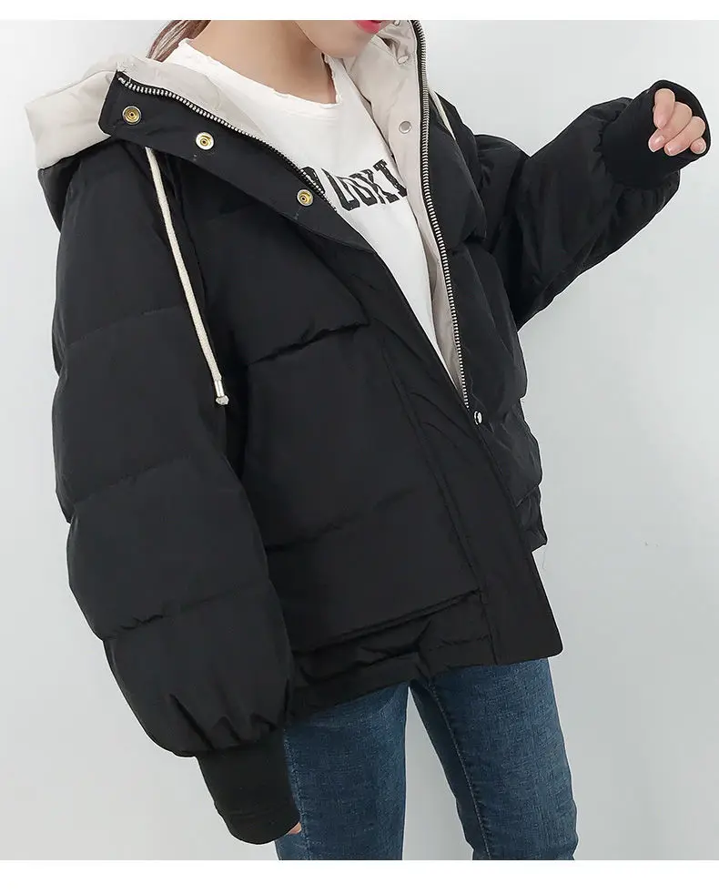 Neploe Harajuku зимняя куртка женская с капюшоном Толстая теплая верхняя одежда пальто однотонные парки на молнии модная новинка Abrigos Mujer Invierno 91037
