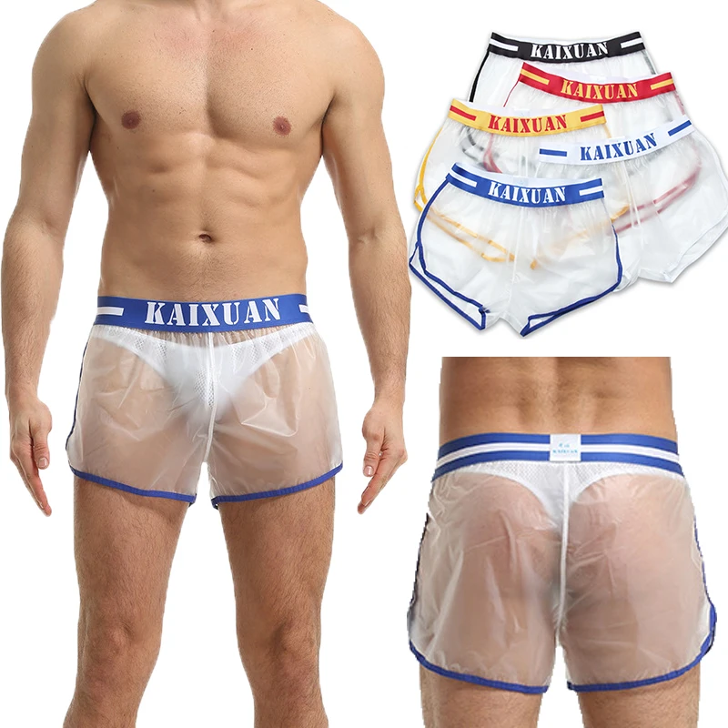 5pcs-lots-pvc-transparent-erotic-boxer-shorts-loose-causal-sport-fitness-underwear-men-panties-swimwear-trunks-waterproof-bikini