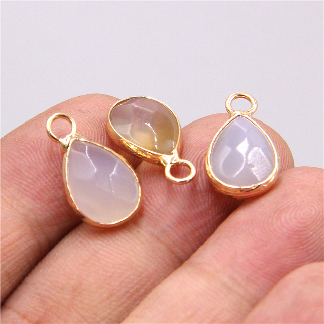 Single Hole Water drop loose pendant charm Natural Labradorite crystal agates tiger eye stone Pendants for jewelry making