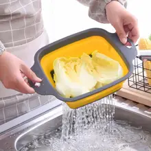 Складной силиконовый дуршлаг корзина для мытья фруктов и овощей