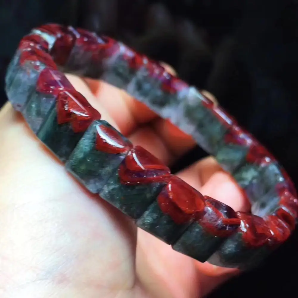 

Natural Auralite 23 Beads Bracelet For Women Lady 10x7.5mm Rectangle Crystal Canada Stone Stretch Fashion Bangle Bracelet AAAAA