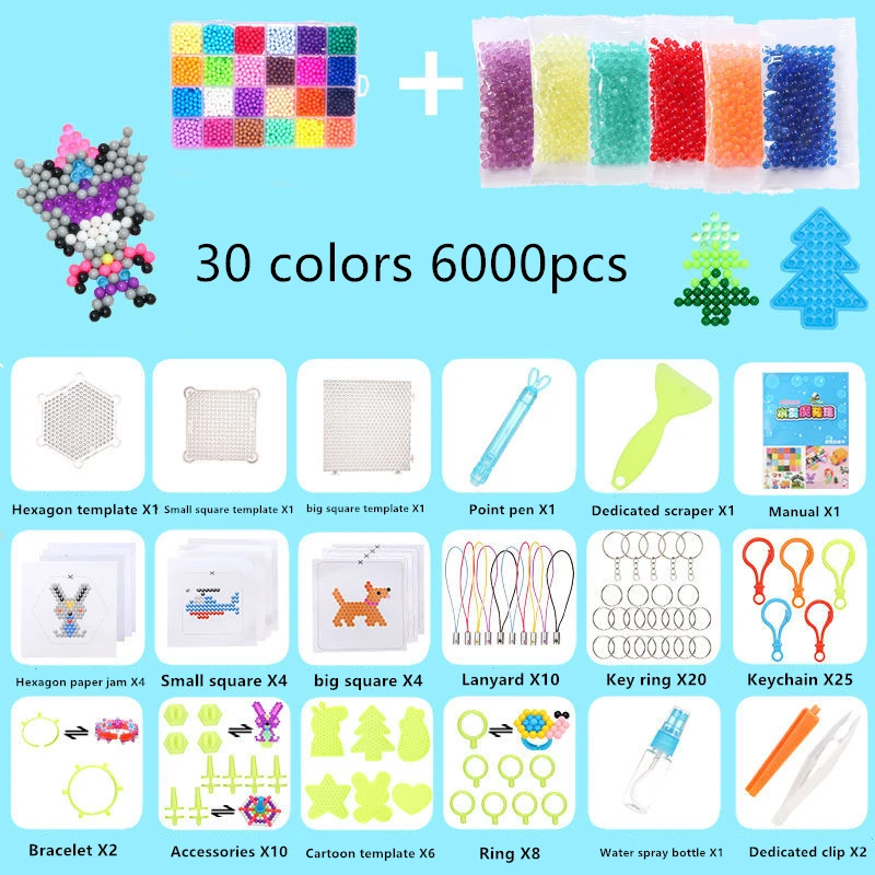 11000 шт., Детские бусины, поделки для детей, DIY бусины, кристалл, креативный материал, бисер для детей, спрей для воды, Волшебная головоломка, игрушки для детей