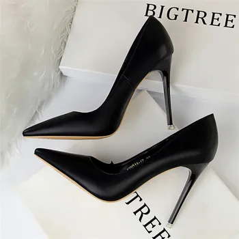 

2019 Small Fresh French Girl High-heeled Shoes Fine With Sharp Sexy Work Single Shoe