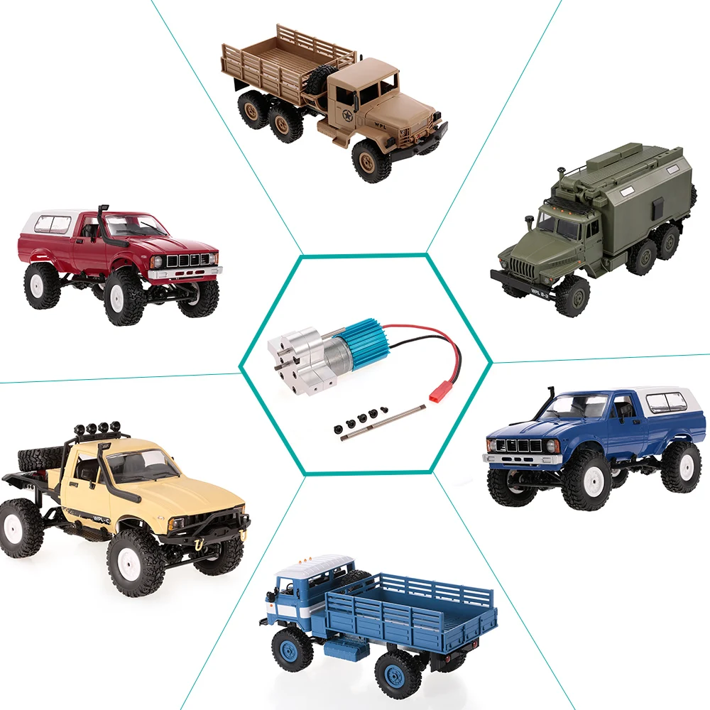 

RC Truck 370 Brushed Motor with Metal Gear Box for WPL C14 C24 B14 B24 B16 B36 JJR/C Q60 Q61 Q62 Q63 Q64 Q65 Military Car