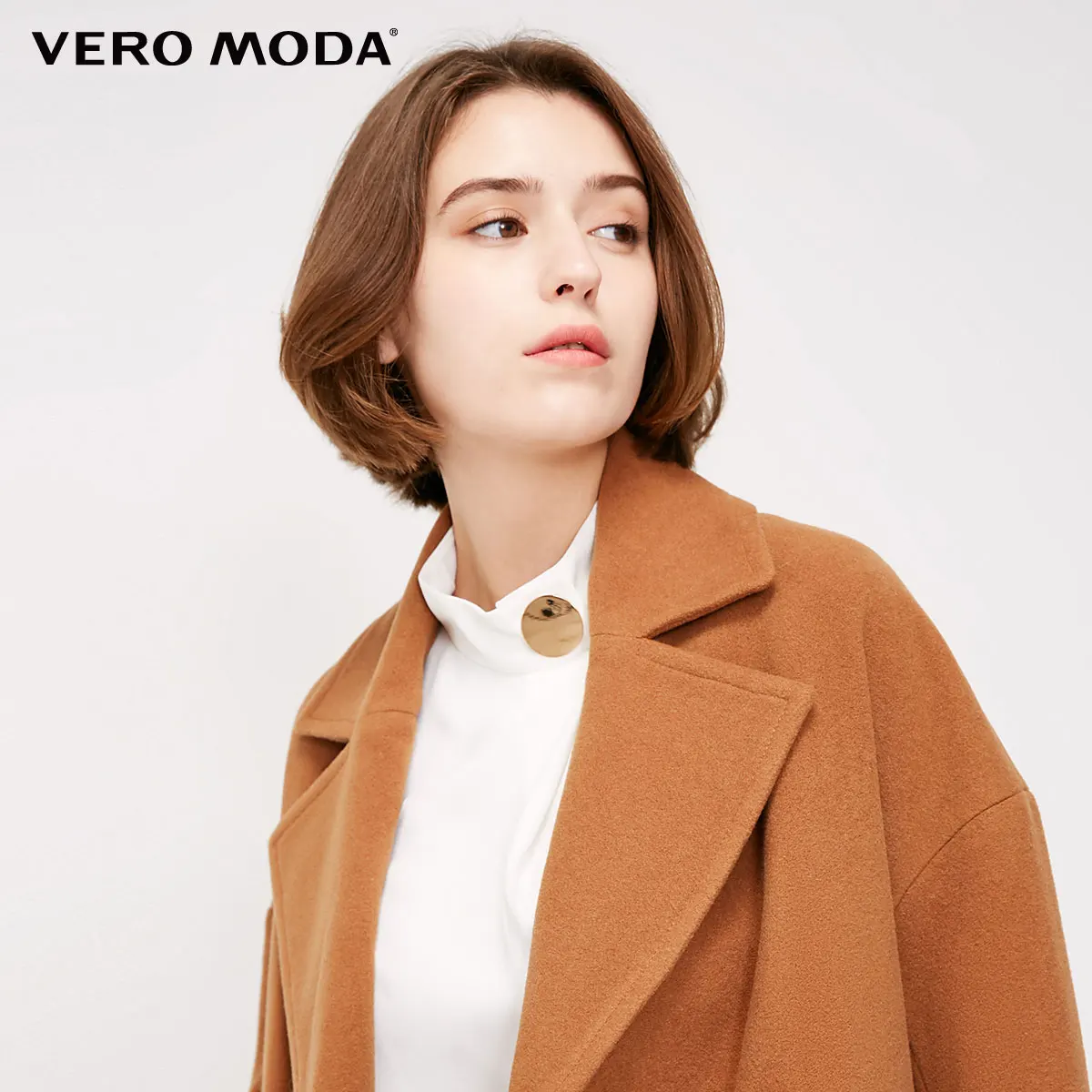 Vero Moda осень зима лацкан воротник двубортное шерстяное пальто | 318327564