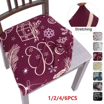 

1/2/4/6pcs Removable Elastic Stretch Printed Dining Room Chair Seat Covers Dustproof Muti-fuction Spandex Chair Seat Pad Cover