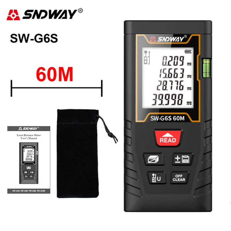 Sndway Новый запуск лазерный дальномер электронный рулетка 40/50/70 м 100 120 Лазерная