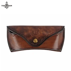 Étui à lunettes en cuir véritable, tourbillon épais et robuste, protection solaire, support Portable robuste 