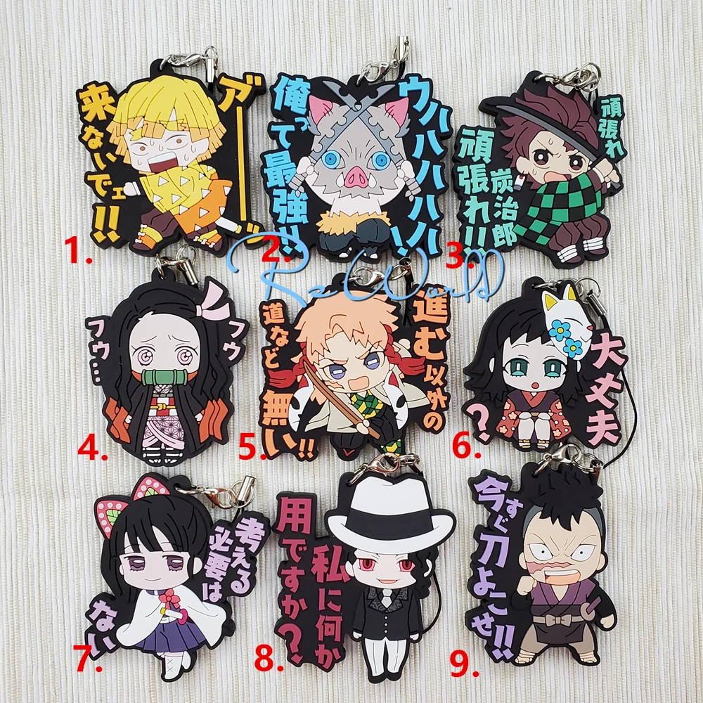 Резиновый брелок для ключей аниме Kamado Tanjirou Nezuko Agatsuma Zenitsu Tsuyuri Kanawo Sabito Muzan