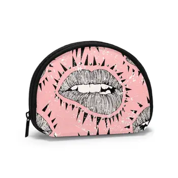 

Women Wallets Zipper Small Wallet Short Credit Card Coin Purse FemalePunk Lips Flyers Posters With Spikes And Studs