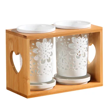 

Wood Ceramic Chopsticks Bucket Double Cylinder Storage Chopsticks Rack Tableware Storage Box Kitchen
