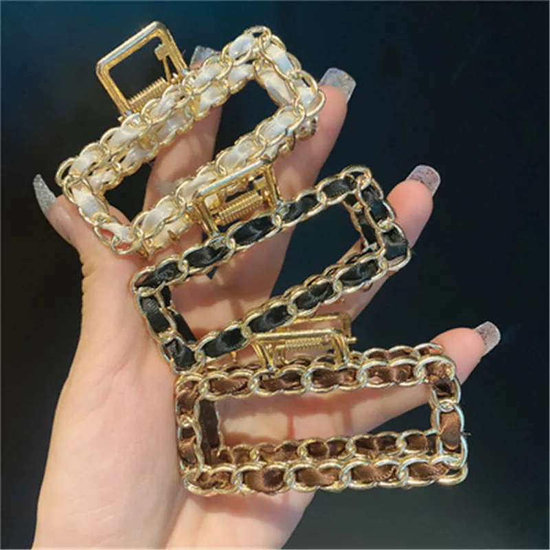 Chain Hair Claw Clip Clamp For Women Girl Alloy Geometric Bow Knot Korean Handmade Fashion Head Accessories Mujer Wholesale knot hair band