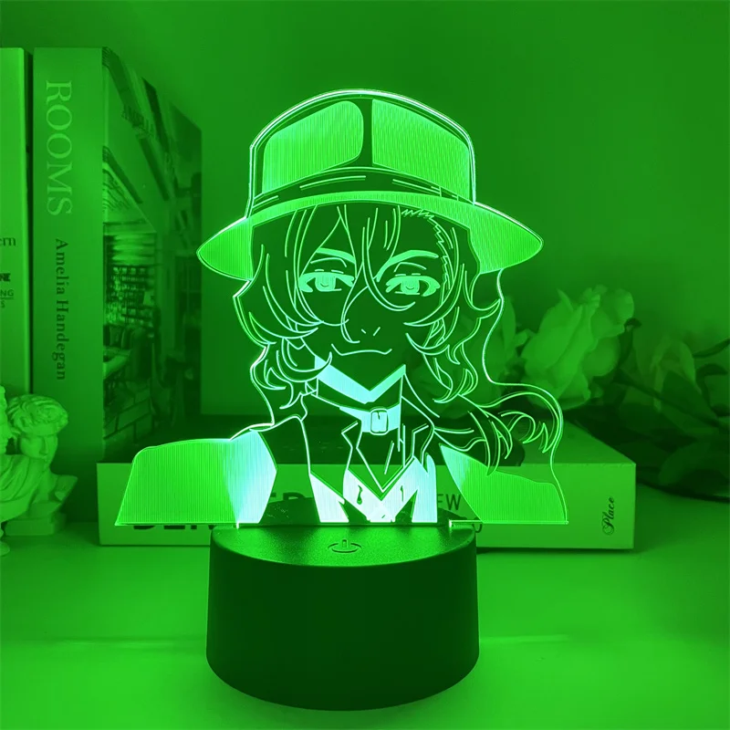 Popular Anime Bungou Stray Dogs Acrylic 3D Night Light Dazai Osamu Nakahara Chuya Led Neon Lamp for Children Hoom Bedroom Decor dinosaur lamp Night Lights