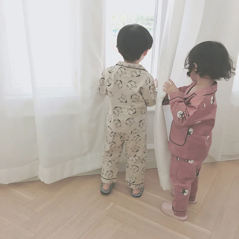 

Children Tracksuit Men And Women Baby Winter Pajamas Two-Piece Set Children Pure Cotton Double Layer Brushed And Thick Set