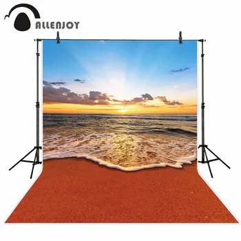 

Allenjoy photography backdrop summer beach sky sunrise light shiny ocean waves photo studio background photophone photocall